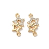 Brass Micro Pave Clear Cubic Zirconia Connector Charms X-KK-P355-27G-1