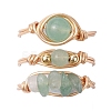 3Pcs 3 Styles Natural Rose Quartz & Amethyst & Green Aventurine Finger Rings RJEW-JR00745-2