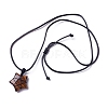 Adjustable Natural Tiger Eye Star Pendant Necklace NJEW-B086-03K-2