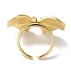 Bowknot Brass Open Cuff Rings for Women RJEW-C098-12G-3