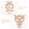 SUPERFINDINGS 4Pcs 2 Style Natural Wood Carved Onlay Applique Craft FIND-FH0007-34-4