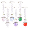 6Pcs 6 Color Angel Acrylic Imitated Pearl & Alloy Safety Pin Brooches JEWB-AB00012-1