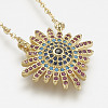 Brass Micro Pave Cubic Zirconia Pendant Necklaces NJEW-J051-08G-2