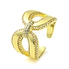 Brass Micro Pave Cubic Zirconia Open Cuff Ring RJEW-K256-16G-1