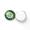 Dome/Half Round with Flower Pattern Luminous Flat Back Glass Cabochons for DIY Projects GGLA-L010-18mm-04C-2