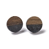 Resin & Walnut Wood Flat Round Stud Earrings with 304 Stainless Steel Pin for Women EJEW-TAC0021-04A-1