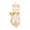 Brass Micro Pave Cubic Zirconia Kitten Links Connectors ZIRC-G157-50G-1