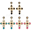 ANATTASOUL 3 Pairs 3 Colors Plastic Cross Dangle Stud Earrings EJEW-AN0004-63-1