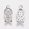 Brass Micro Pave Cubic Zirconia Charms KK-A144-059P-2