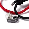 2Pcs 2 Color Crystal Rhinestone Matching Heart Charm Bracelets Set BJEW-E011-02BS-4