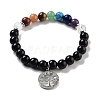 Natural Obsidian Round Beaded Chakra Stretch Bracelets BJEW-K251-01F-2