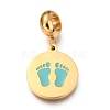 Jewelry Ion Plating(IP) 304 Stainless Steel European Dangle Charms OPDL-L013-40C-1