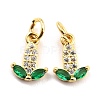 Brass Micro Pave Cubic Zirconia Charms KK-A156-10G-RS-3