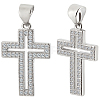 6Pcs Cross Brass Micro Pave Clear Cubic Zirconia Pendants KK-BBC0016-27-1