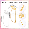 40Pcs 2 Styles Leaf Stainless Steel Round Tray Stick Lapel Pins JEWB-SC0001-75A-2