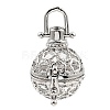 Rack Plating Brass Bead Cage Pendants KK-D025-01C-P-1