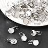 Tarnish Resistant Flat Round Tray Smooth Surface 304 Stainless Steel Leverback Earring Findings STAS-R065-65-5