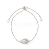 Natural Pearl Link Slider Bracelet BJEW-JB09449-02-2