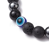 Round Gemstone Beaded Stretch Bracelets BJEW-JB11005-01-3