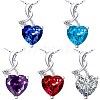 Heart Shape Brass Glass Imitation Ruby Pendants for Women NJEW-BB66014-D-2