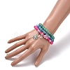 3Pcs Natural Weathered Agate(Dyed) Beaded Bracelets Set BJEW-JB07665-3