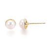 Brass Natural Pearl Stud Earrings PEAR-N020-08F-2