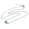Brass Pave Cubic Zirconia Rectangle and Heart Pendant Cable Chain Necklaces KK-CBAB173-04P-10-4