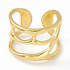 Ion Plating(IP) 304 Stainless Steel Wide Hollow Open Cuff Ring for Women LS-RJEW-G275-02G-2