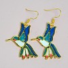 Alloy Enamel Bird Dangle Earrings for Women WGBA97F-01-5