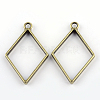 Rack Plating Alloy Rhombus Open Back Bezel Pendants LS-PALLOY-S047-14F-FF-1