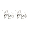 Rhodium Plated 925 Sterling Silver Stud Earring Findings STER-Q192-18P-2