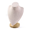 Bust Shaped Microfiber & Wood Jewelry Necklace & Earrings Display Stands NDIS-H042-01B-03-1