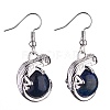 Gemstone Chameleon Dangle Earrings with Crystal Rhinestone EJEW-A092-10P-4