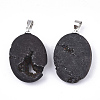Electroplate Natural Druzy Geode Agate Pendants G-S344-60B-01-2