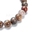 Natural Petrified Wood Stretch Beaded Bracelets G-A185-01O-3
