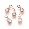 Brass Cubic Zirconia Charms KK-E772-14B-RG-2