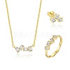 925 Sterling Silver with Clear Cubic Zirconia Pendant Necklace & Stud Earring & Ring FS-WG3C91C-04-1