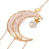 Wire Wrapped Natural Rose Quartz Moon with Tree of Life Pendant Decorations HJEW-K046-07G-05-4