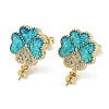 Clover Shape Brass Micro Pave Cubic Zirconia Stud Earrings EJEW-C069-02G-1