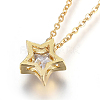 304 Stainless Steel Brass Cubic Zirconia Pendant Necklaces NJEW-O108-13-3