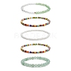 Faceted Glass & Natural Green Aventurine Stretch Beaded Bracelets Sets BJEW-TA00202-02-4