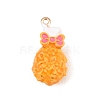 Drumstick Shrimp Alloy Enamel Pendants ENAM-P264-01F-G-2