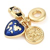 Rack Plating Brass Clear Cubic Zirconia European Dangle Charms KK-P287-18C-G-2