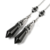 Natural Obsidian Cone Dowsing Pendulum Big Pointed Pendants AJEW-Z041-01C-AS-1