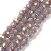 Faceted(32 Facets) Round Full Rainbow Plated Electroplate Glass Beads Strands EGLA-J130-FR12-1