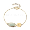 Natural Amazonite Faceted Oval Link Bracelets BJEW-JB10263-03-1