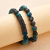 2Pcs 2 Style Natural Apatite Stretch Bracelets Set BJEW-SW00097-5