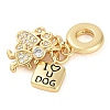 Rack Plating Brass Cubic Zirconia European Dangle Charms KK-P287-17G-2