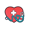Medical Theme Heart with Stethoscope Food Grade Silicone Beads PW-WG65817-04-1