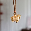 Brass Pave Cubic Zirconia and Enamel Horse Pendant Adjustable Cotton Cord Necklaces for Women WG24AFA-04-1